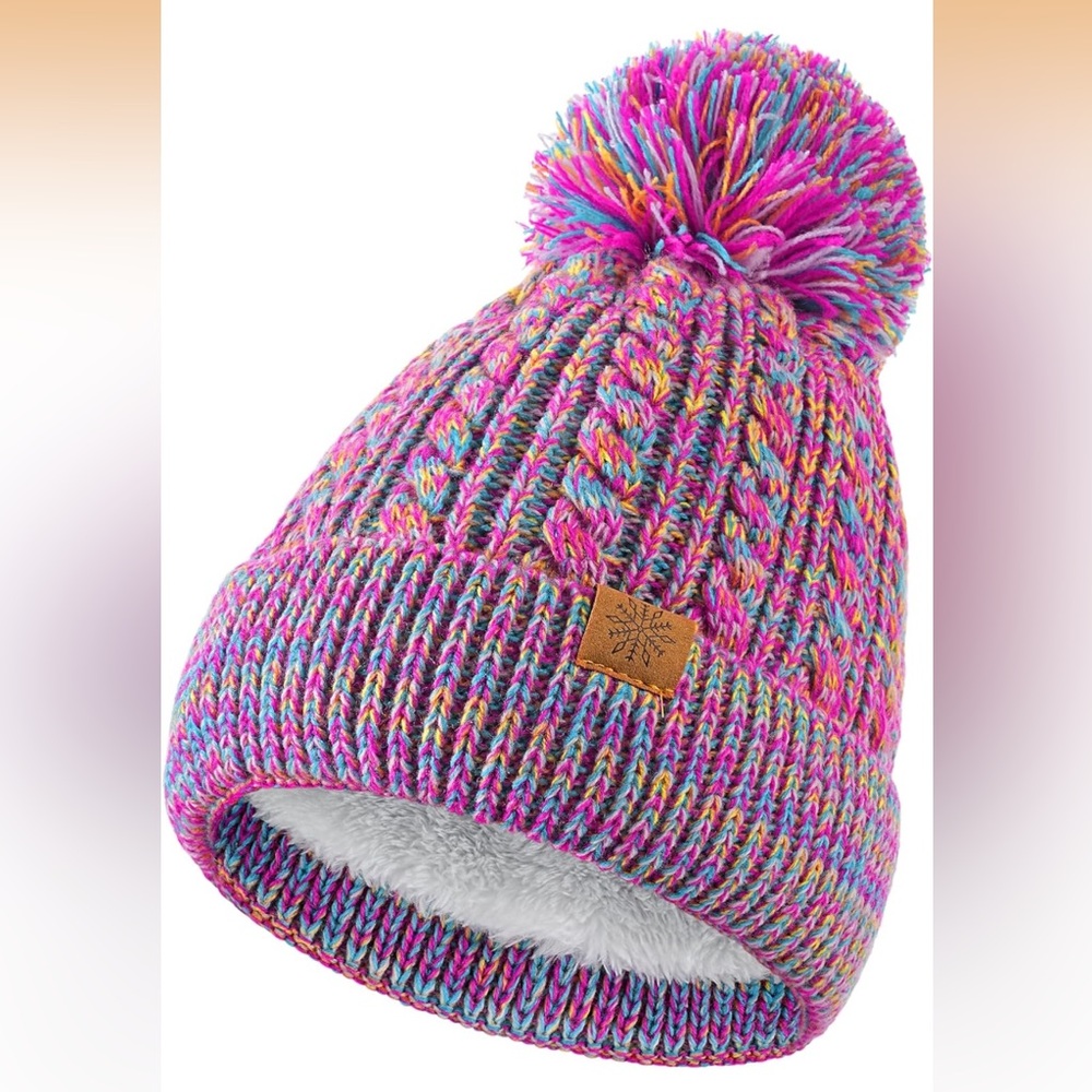 Colorful Knit fleece lined beanie